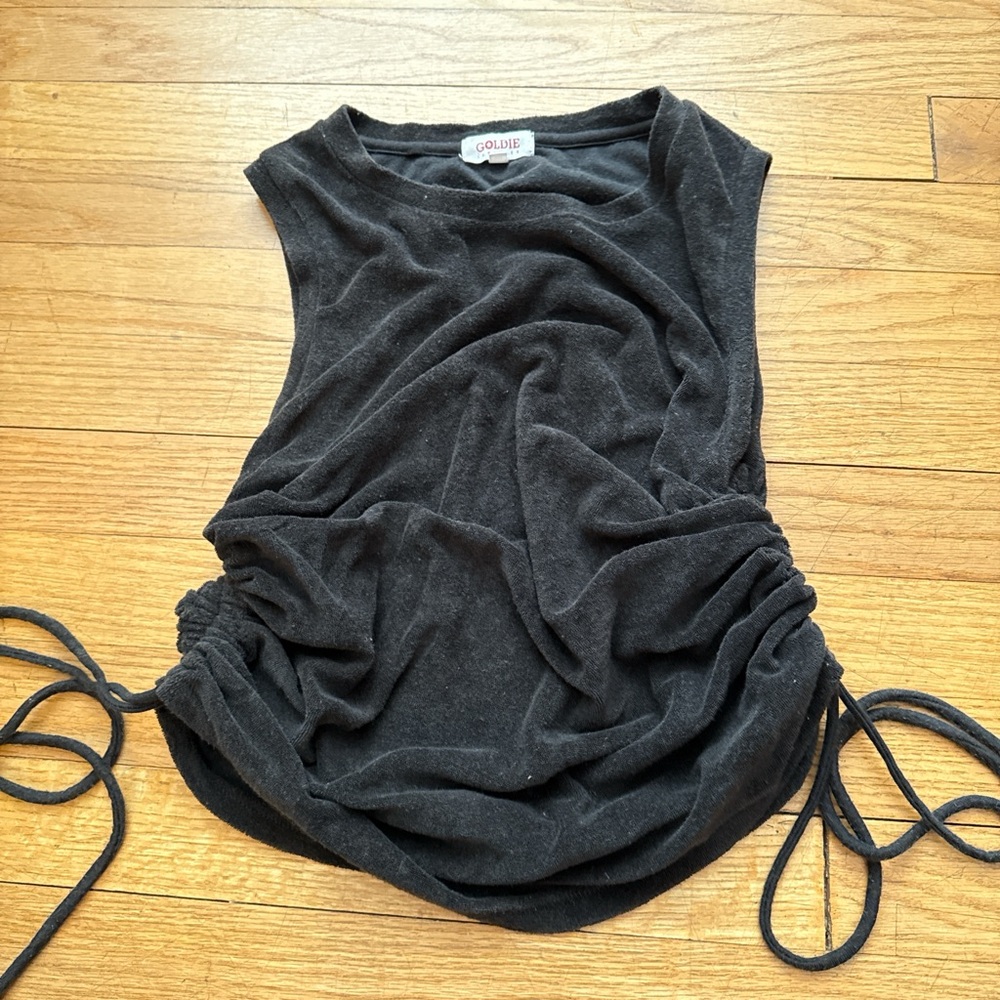 Goldie Black Sleeveless Ruched Tank Top